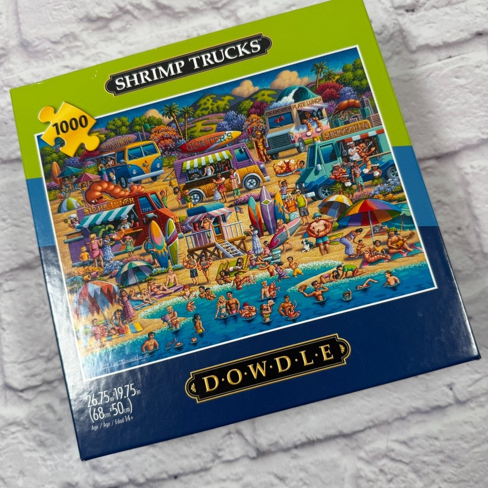 Dowdle Puzzles 1000 Piece Jigsaw Puzzle "Shrimp Trucks" -‎ Never Opened - NIB
